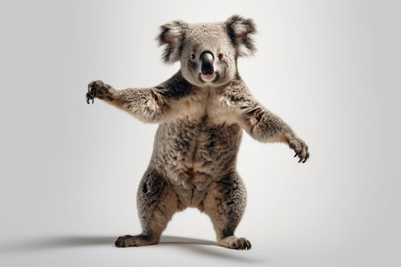 Cute koala standing on its hind legs and arms out.の素材