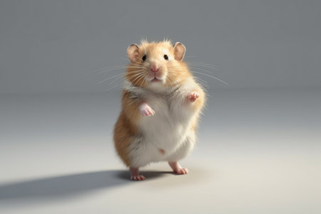 Hamster on a gray background. 3d rendering.の素材