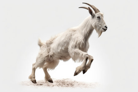 White goat on a white background. Isolated image of a goat.の素材