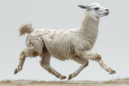 Alpaca (Lama glama) running in the fieldの素材