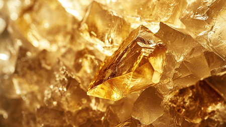 Close up of golden ice chunks. Shallow depth of field.の素材