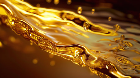 beautiful golden liquid splash on a dark background studioの素材