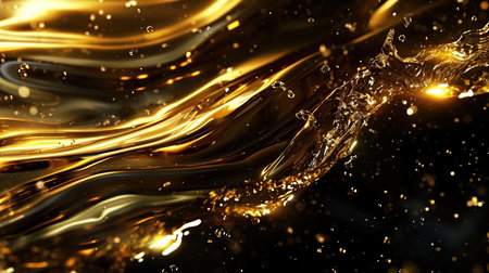 Golden liquid splash on black background wallpaperの素材