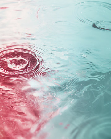 Drop of water on the surface of the rippled water.の素材