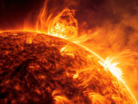 Burning planet Earth in flames. Elements of this image furnished by NASAの素材