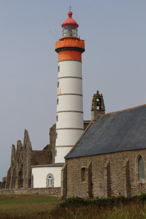 Lighthouse of Pointe Saint Mathieu in Brittanyの写真素材