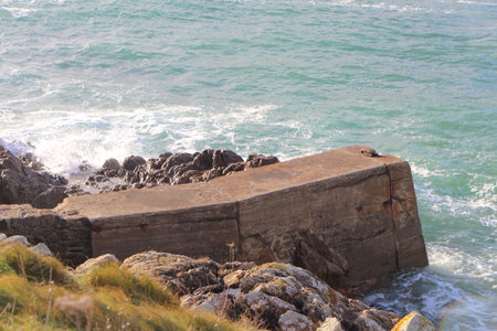 Breakwater in Pors Tarz harborの写真素材