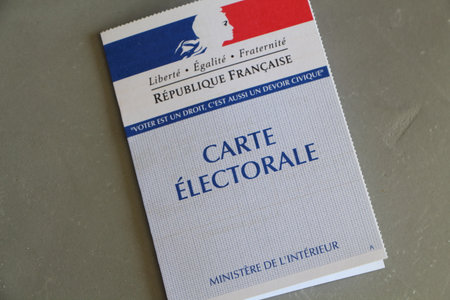 PRIMELIN, FRANCE - APRIL 05A: French electoral card, April 05, 2017のeditorial素材