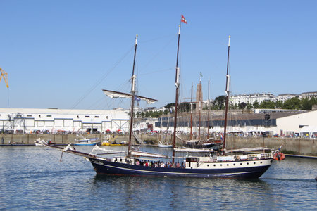 BREST, FRANCE - JULY 18: the topsail Regina Maris during the maritime festivals Brest 2016, july 18, 2016のeditorial素材