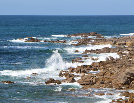 Waves crushing on the coast of Brittanyの写真素材