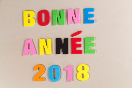 Happy new year 2018 written in french