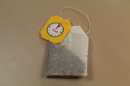 Tea bag with a label