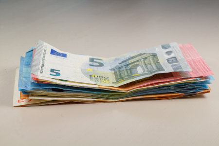 Heap of euro banknotes
