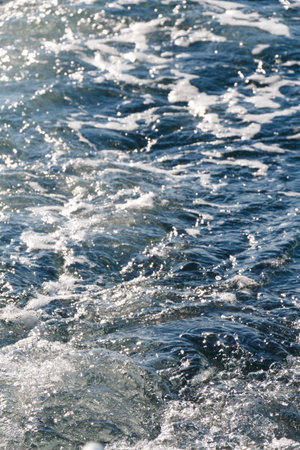 Close-up on waves of Atlantic ocean in Brittanyの写真素材