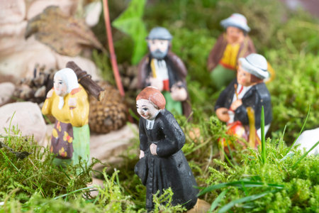 Provencal Christmas crib figure in terracotta, the priestの写真素材