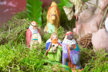 Provencal Christmas crib figure of wise men in terracottaの写真素材