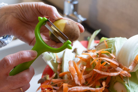 To peel a potato for cooking the meal
