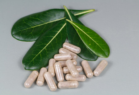 Natural medicine, capsules of plants extractの写真素材