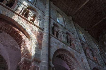 Elevation of the nave of the abbey in Mont Saint-Michelのeditorial素材