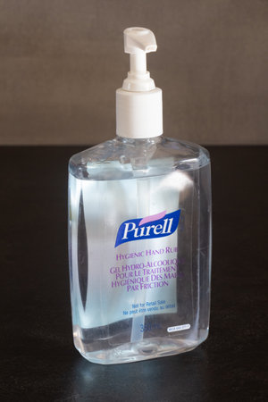 Primelin â France, March 12, 2020 : Purell hydro-alcoholic gel bottle with a pumpのeditorial素材