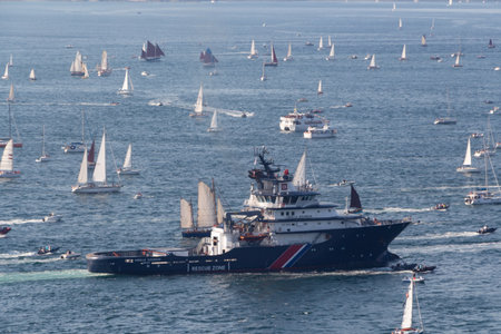 Brest â France, July 19, 2016 : Abeille Bourbon rescue boat during Brest 2016 maritime festivalのeditorial素材