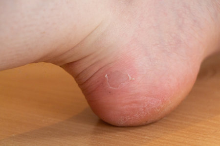 Wound after a blister on the foot made by a shoeの写真素材