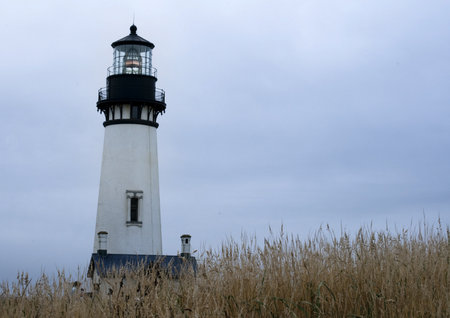 lighthouse on hillの写真素材