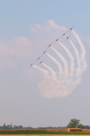 The Canadian Snowbirds demo team in flight - Stock Imageのeditorial素材
