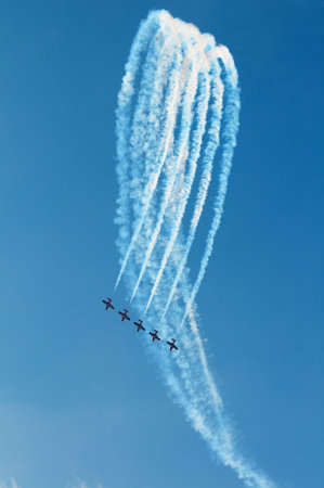 The Canadian Snowbirds demo team in flight - Stock Imageのeditorial素材