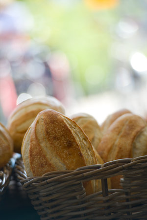 Baker with breadの写真素材