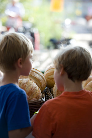 Baker with breadの写真素材