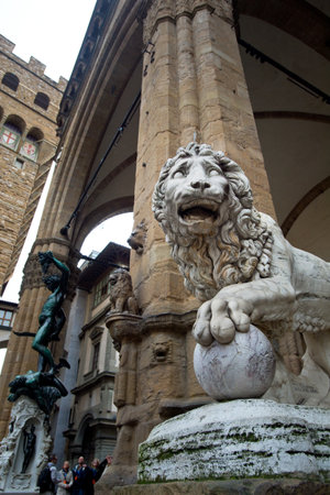 lion in florenceの写真素材