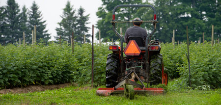 farmer on his tractor plowing the field