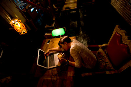 Young businesswoman on a coffee breakのeditorial素材