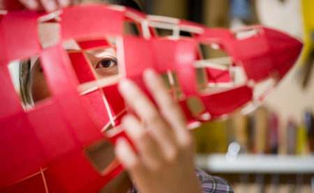 Woman working on a Artworkの写真素材