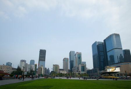 CHENGDU, tianfu square, business center at chengdu, china.のeditorial素材