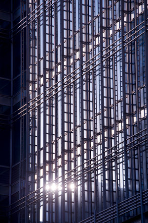 Wall of office buildings close-up, Shanghai, the Jinmao Towerのeditorial素材