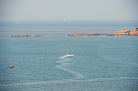Boating on the islands. Activities in resortの写真素材
