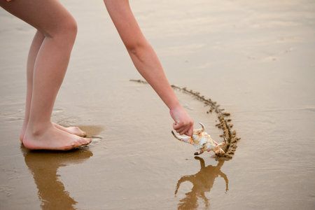 Girl on the beach with shells painted heart