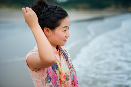 Beach, beautiful womanの写真素材