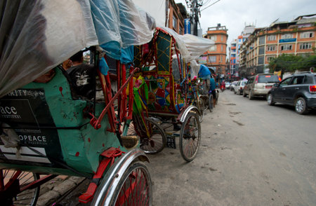 rickshaws  in Kathmandu, Nepalのeditorial素材