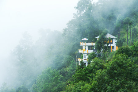 Bandipur Nepal with Annapurna in the backgroundの写真素材