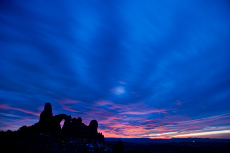 colorful sunset in Arches National Parkの写真素材