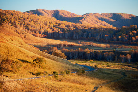 Fall is coming in Chinese Inner Mongolia dam