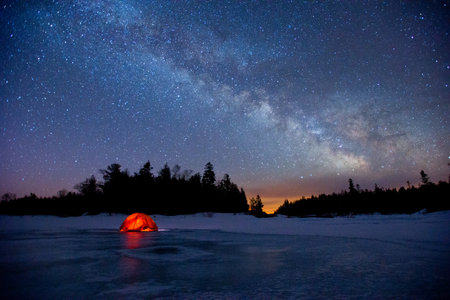 Scenery of milkyway at the middle of the night.