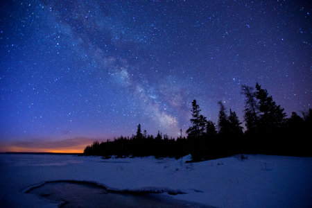 Scenery of milkyway at the middle of the night.