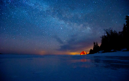 Scenery of milkyway at the middle of the night.