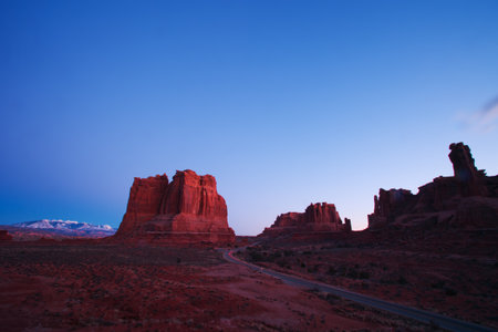 Road through famous Arch National Park, Utah, USA