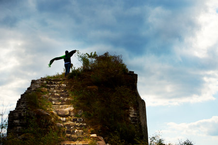 Badaling Great Wall with autumn leavesの写真素材