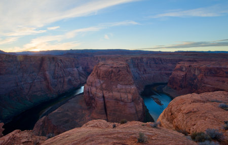 Sunset at the Horseshoe Band, Grand Canyonの写真素材